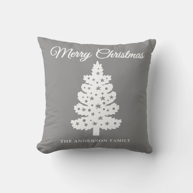 Coussin Arbre de Noël manuscrit en argent (Recto)