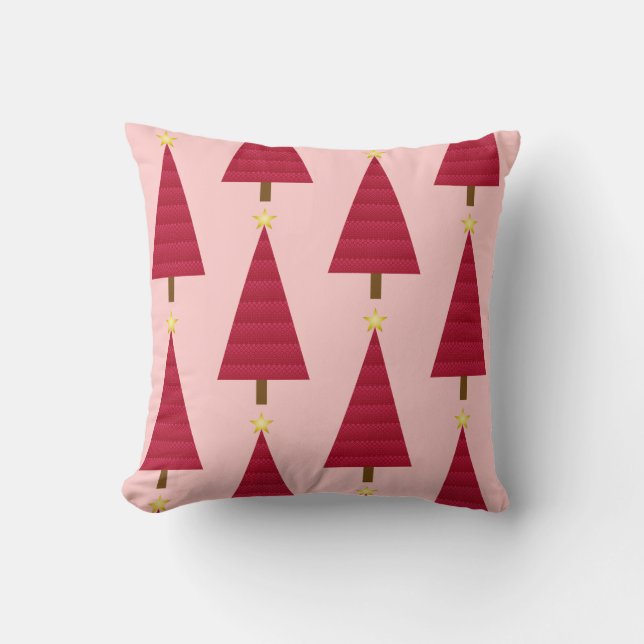 Coussin Arbre de Noël moderne profond rouge damé (Recto)