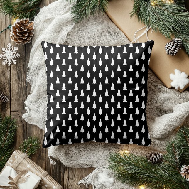 Coussin Arbre de Noël motif noir et blanc (Créateur téléchargé)