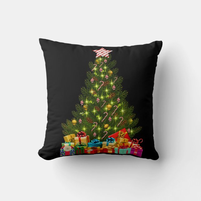 Coussin Arbre de Noël noir (Recto)
