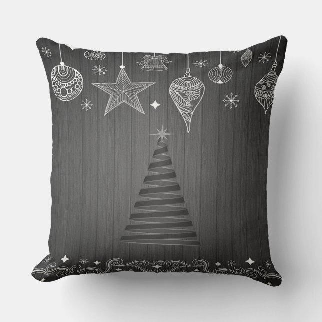 Coussin Arbre de Noël, Ornements blancs de Noël (Recto)