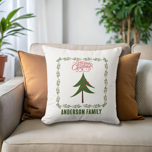 Coussin Arbre de Noël rétro et minimaliste de la couronne