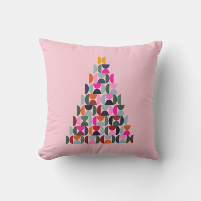 Coussin Arbre de Noël rose (Recto)