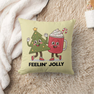 Coussin Arbre de Noël sentant joyeux amateur de café Hiver
