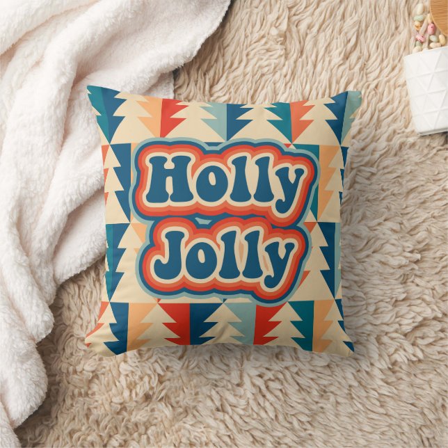 Coussin Arbre de Noël Super rétro Holly Jolly (Couverture)