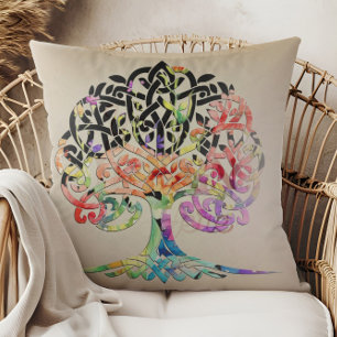 Coussin Arbre de vie à fleurs brillantes Jeu d'oreiller