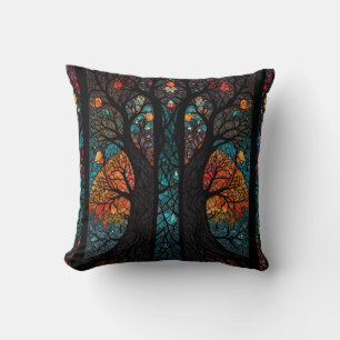 Coussin Arbre de vie effet de vitrail en mosaïque