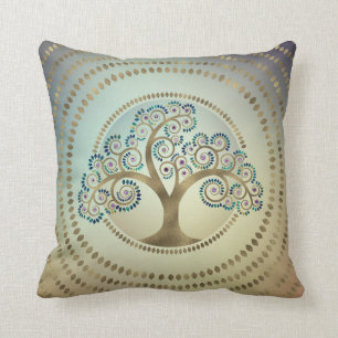 Coussin Arbre de vie Spiral doré et marbre