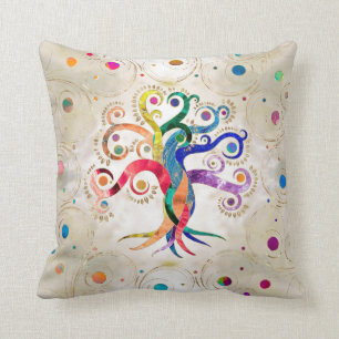 Coussin Arbre de vie - Swirl arc-en-ciel minéral en pierre