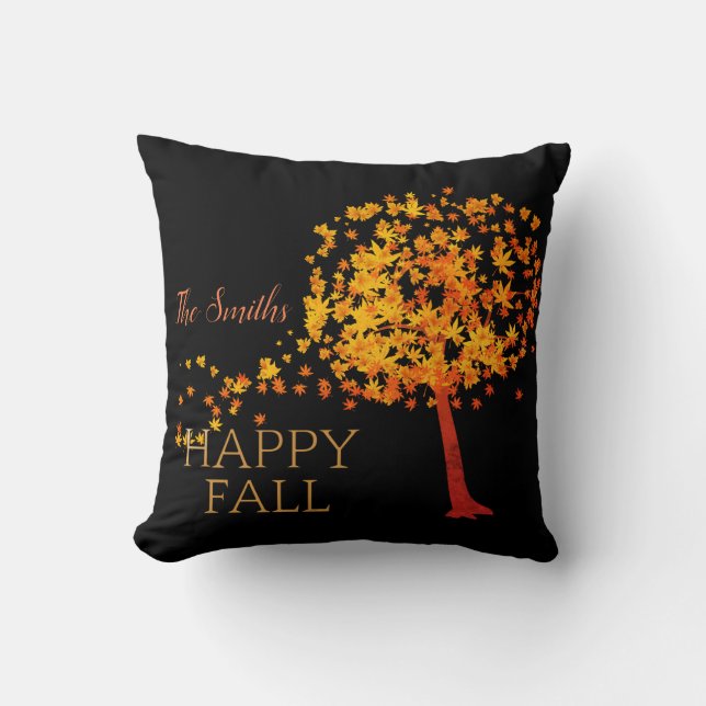 Coussin Arbre d'érable rouge d'automne personnalisé (Recto)