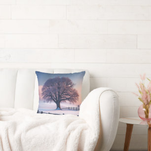 Coussin Arbre d'hiver avec clôture