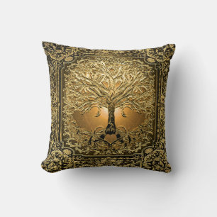Coussin Arbre d'or de la vie Ancien Rustique