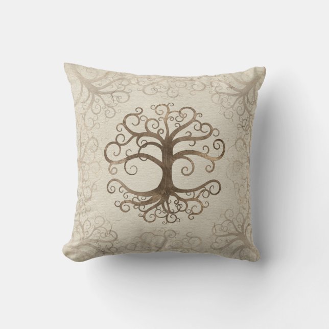 Coussin Arbre d'or en pastel de la vie sur la toile (Recto)