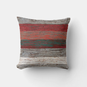 Coussin Arbre écorce bois rayé gris rouge