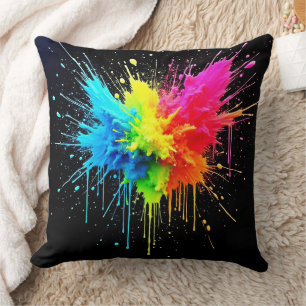 Coussin Arbre en poudre arc-en-ciel