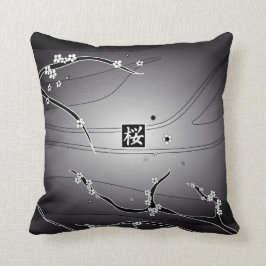 Coussin Arbre noir de fleurs de cerisier