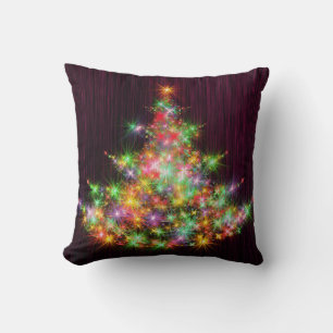 Coussin Arbre noir pailleté or Noël décoratif