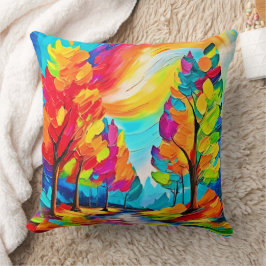 Coussin Arbres arc-en-ciel : Forêt vive