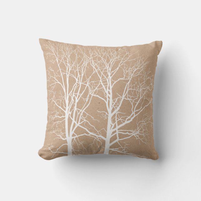 Coussin Arbres blancs rustiques (Recto)
