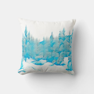 Coussin Arbres bleus neigeux