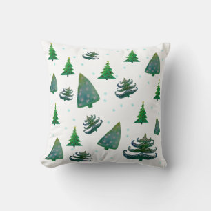 Coussin Arbres de Noël Aquarelle papier d'emballage