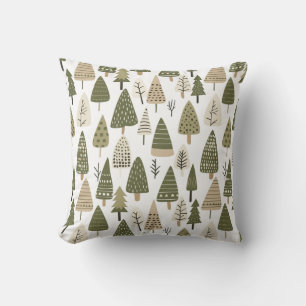 Coussin Arbres de Noël brun et vert
