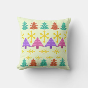 Coussin Arbres de Noël de l'ère atomique Kitsch Lumière