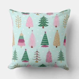 Coussin Arbres de Noël et Motif Pois réversible