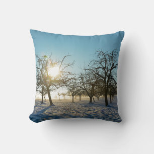 Coussin Arbres d'hiver au lever du soleil