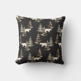 Coussin arbres et ours à motifs