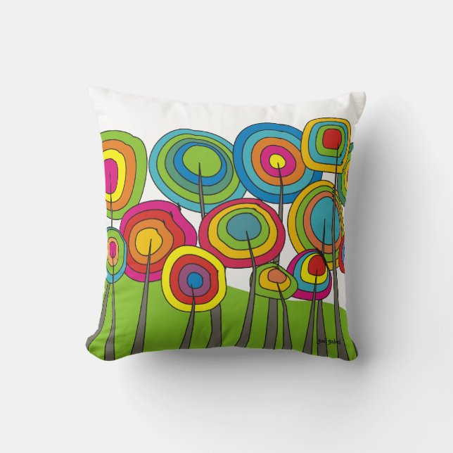 Coussin Arbres lunatiques "forêt magique " (Recto)