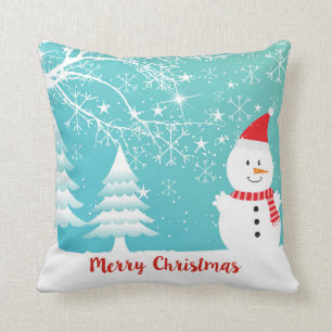 Coussin Arbres Neiges Snowman Et Snowflakes
