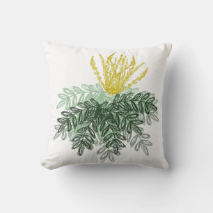 Coussin Arbuste botanique de Mahonia dessiné à la main