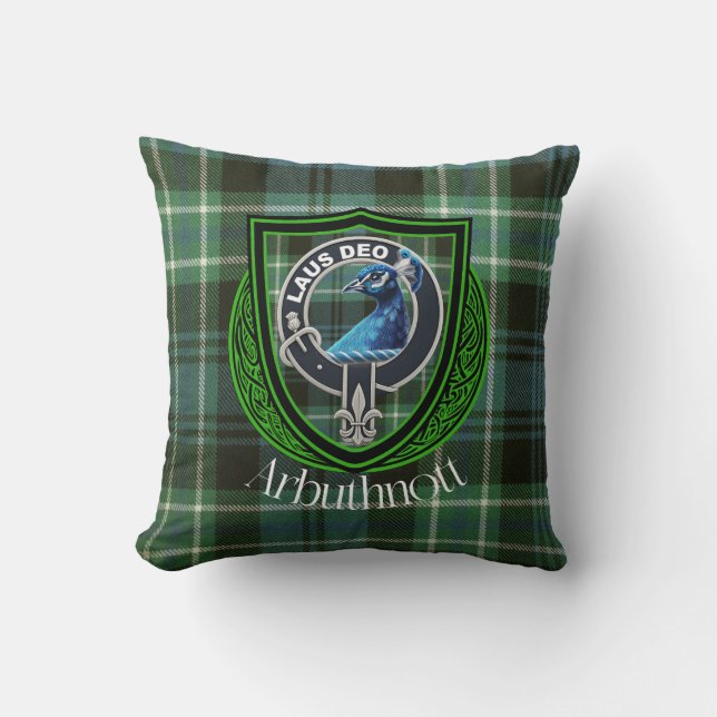 Coussin Arbuthnott Scottish Clan Tartan et Crest (Recto)