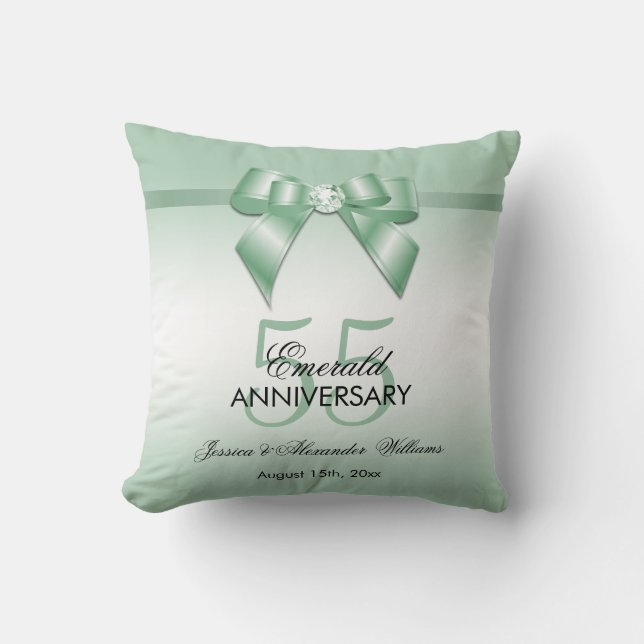 Coussin Arc de gemme et anniversaire de mariage verts de (Recto)