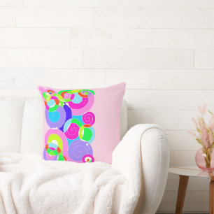 Coussin Arc en arc-en-ciel Rétro Art abstraction rose