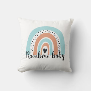 Coussin Arc en ciel Bébé Coeur Bleu Pêche