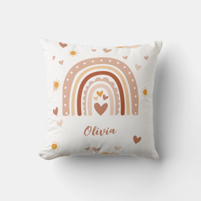 Coussin  Arc en ciel bohème personnalisé (Recto)