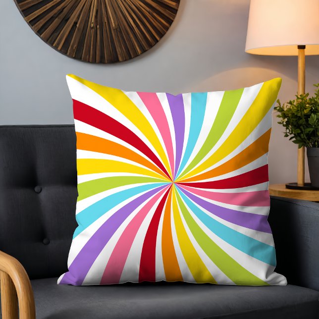 Coussin Arc-en-ciel coloré tourbillon moderne amusant bril (Créateur téléchargé)