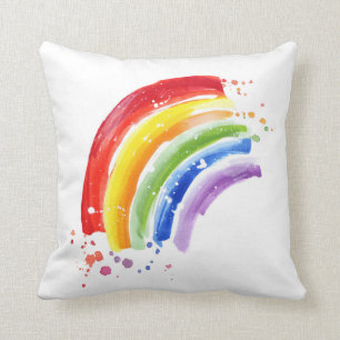 Coussin Arc-en-ciel en aquarelle
