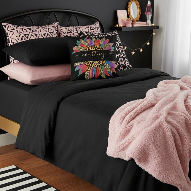 Coussin Arc en ciel et empreinte de léopard personnalisé (Créateur téléchargé)