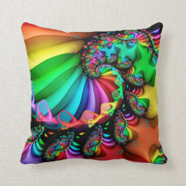 Coussin Arc-en-ciel mélodique de spirale d'art de fractale