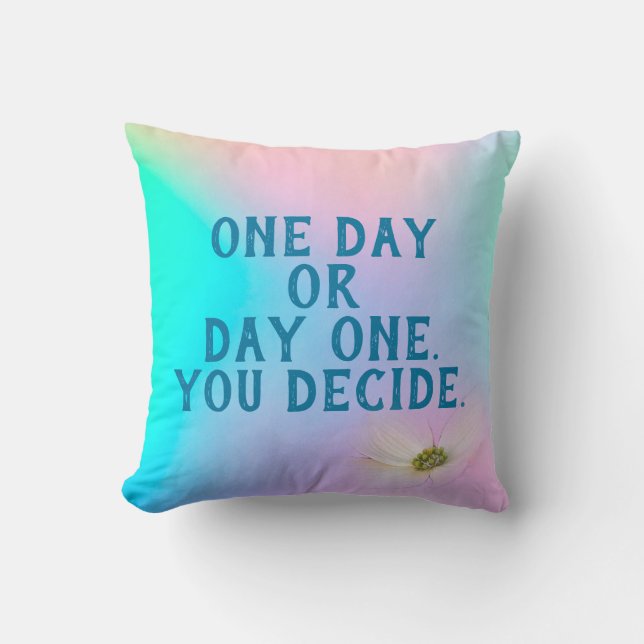 Coussin arc-en-ciel pastel abstrait avec citation (Recto)