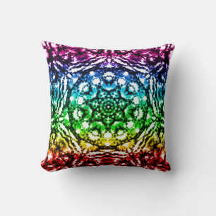 Coussin Arc-en-ciel Tie-Dye Mandala Étoile