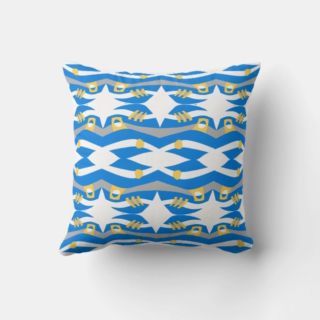 Coussin Arche Abstraite Noah bleu gris jaune (Verso)