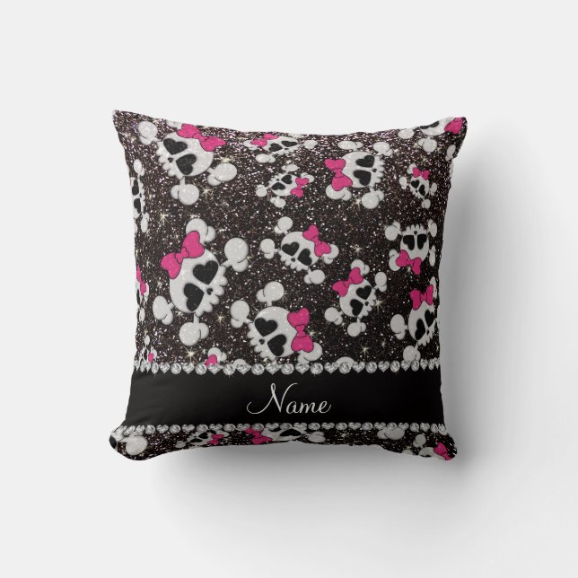 Coussin Arcs nommés personnalisés de rose de crânes de (Recto)
