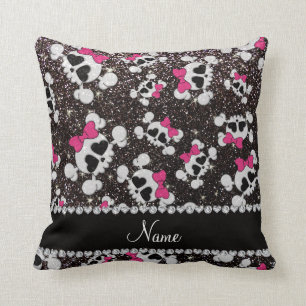 Coussin Arcs nommés personnalisés de rose de crânes de