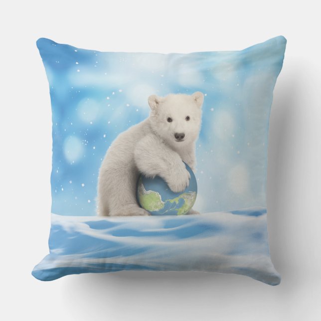 Coussin arctique du monde d'ours blanc (Recto)