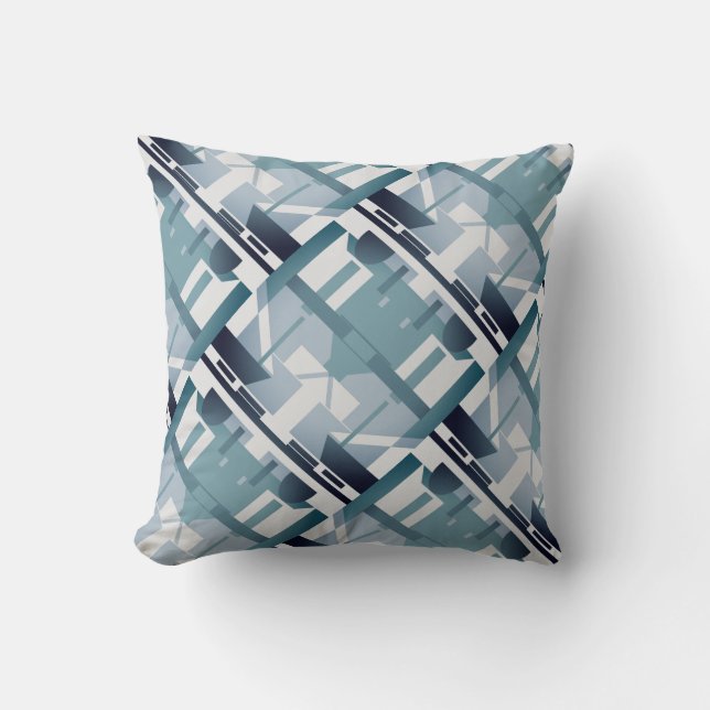 Coussin Ardoise claire et foncée Turquoise sur Motif incli (Recto)