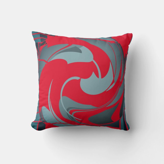Coussin Ardoise Rouge Swirling Fleur Abstraite Design (Recto)